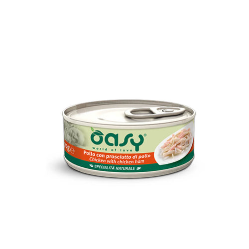Oasy Natural Range adult piščanec in šunka v želeju, konzerva - 70 g