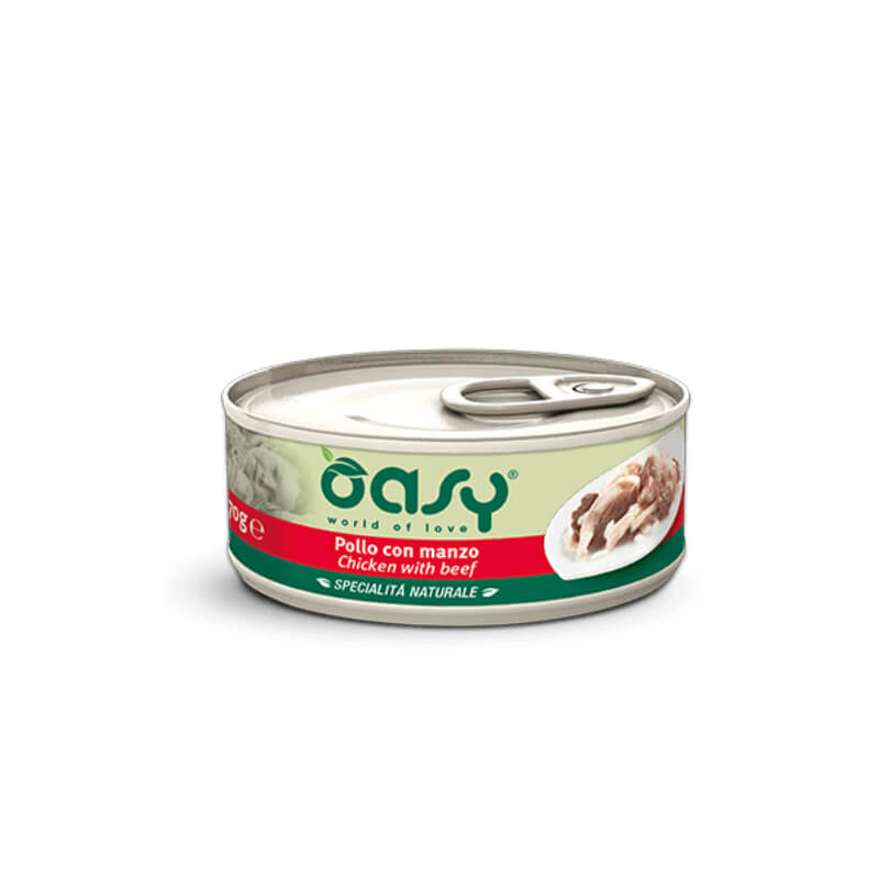 Oasy Natural Range adult piščanec in govedina v želeju, konzerva - 70 g