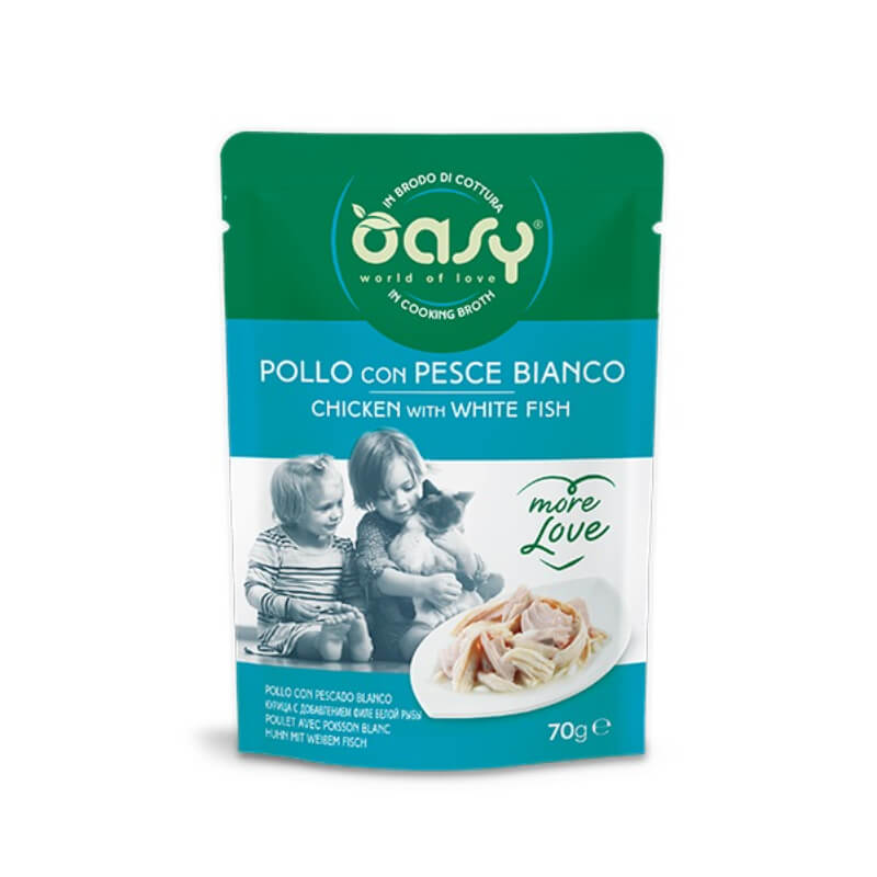 Oasy More Love Adult piščanec in bela riba v juhi, vrečka - 70 g - 70 g
