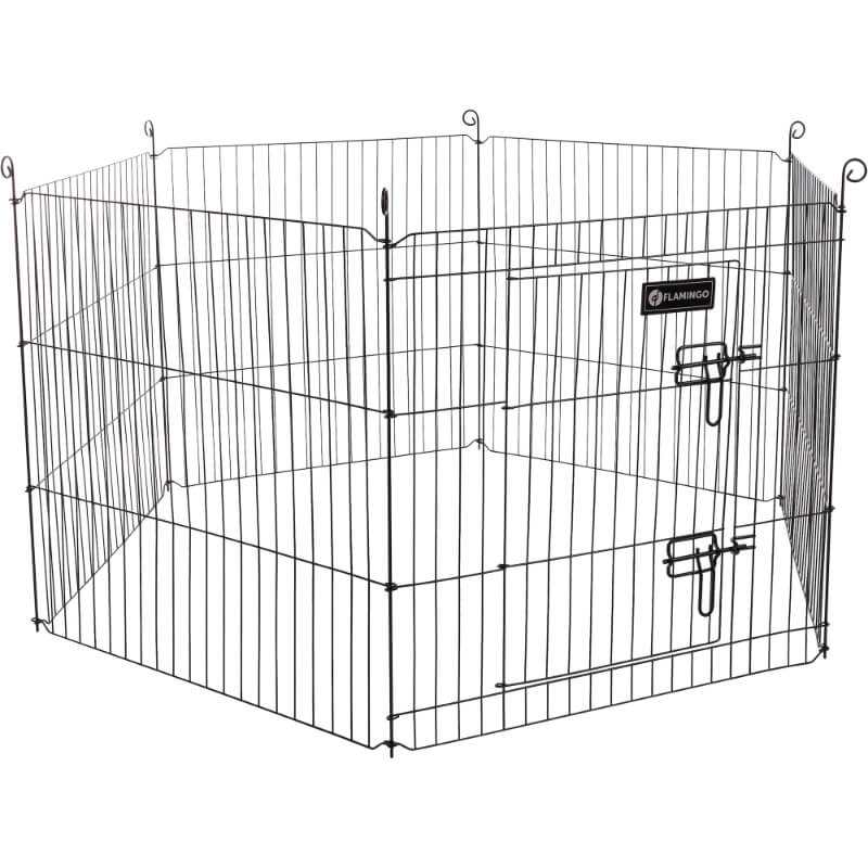 Flamingo kovinska ograja za mladiče in male živali, črna - 6 elementov (60 x 60 cm)