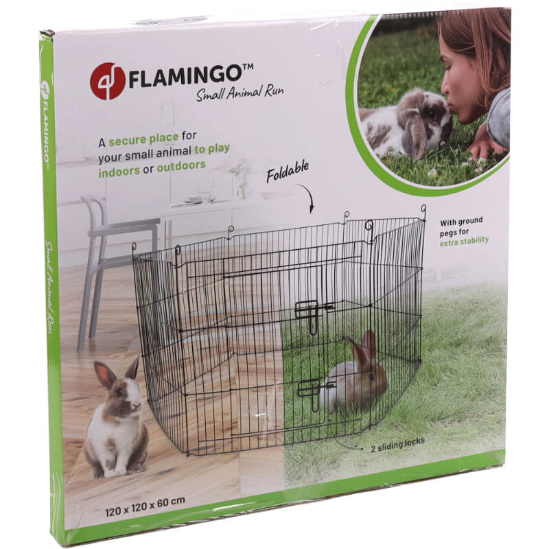 Flamingo kovinska ograja za mladiče in male živali, črna - 6 elementov (60 x 60 cm) (2)