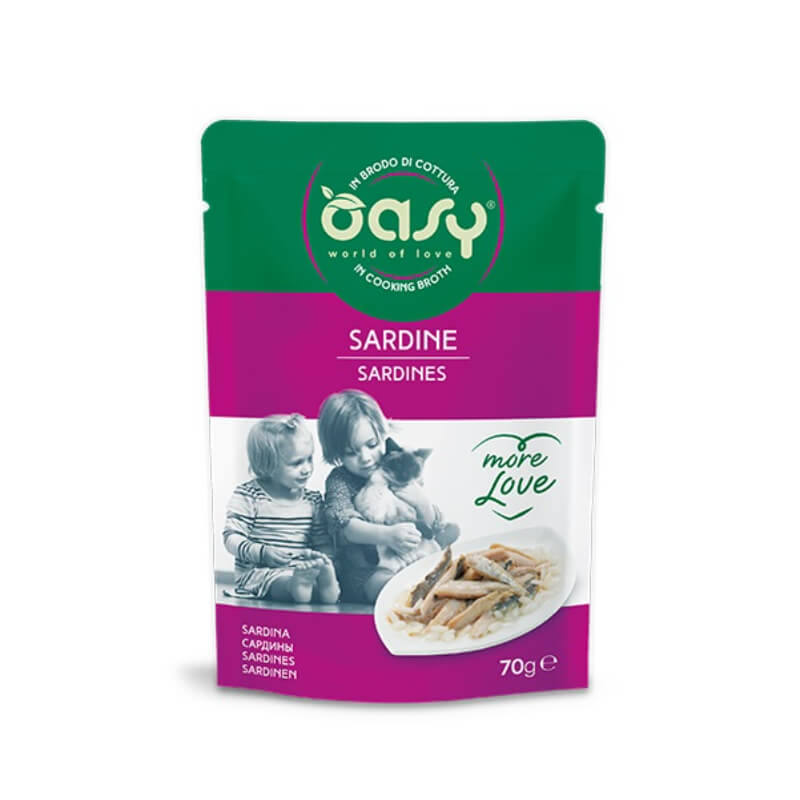 Oasy More Love Adult sardine v juhi, vrečka - 70 g