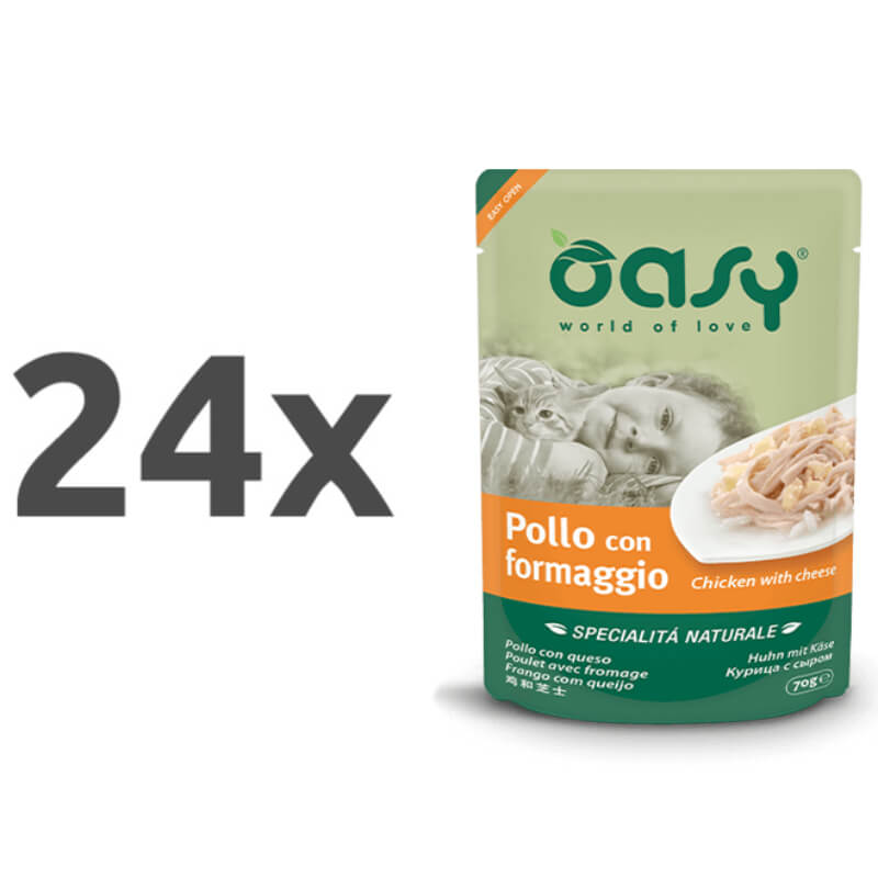 Oasy Natural Range Adult piščanec s sirom v želeju, vrečka - 70 g - 24 x 70 g