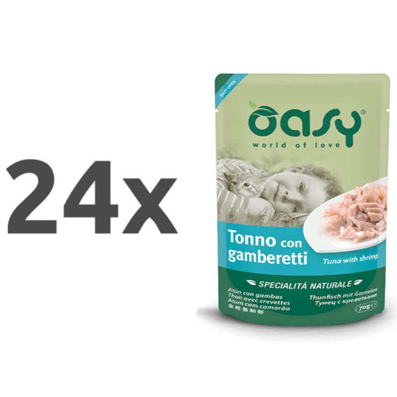 Oasy Natural Range Adult tuna in kozice v želeju, vrečka - 70 g - 24 x 70 g