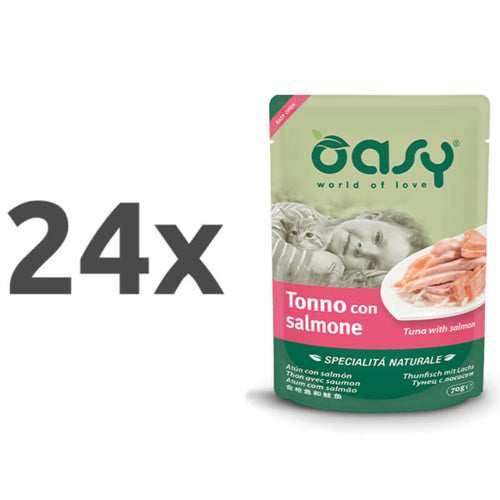Oasy Natural Range Adult tuna in losos v želeju, vrečka - 70 g - 24 x 70 g