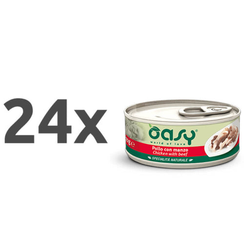 Oasy Natural Range adult piščanec in govedina v želeju, konzerva - 24 x 70 g