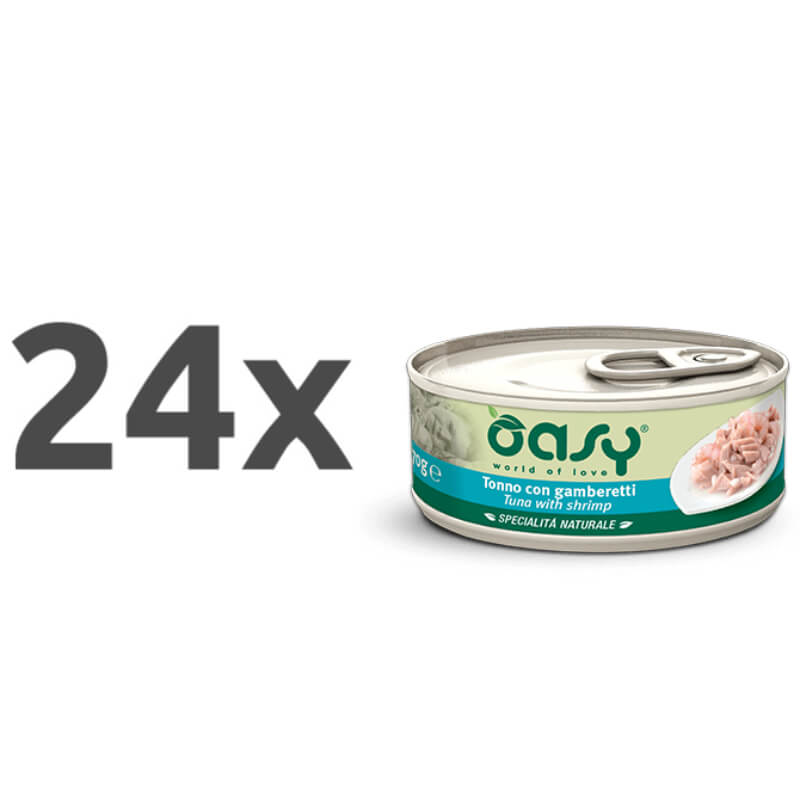 Oasy Natural Range adult tuna in kozice v želeju, konzerva - 70 g - 24 x 70 g