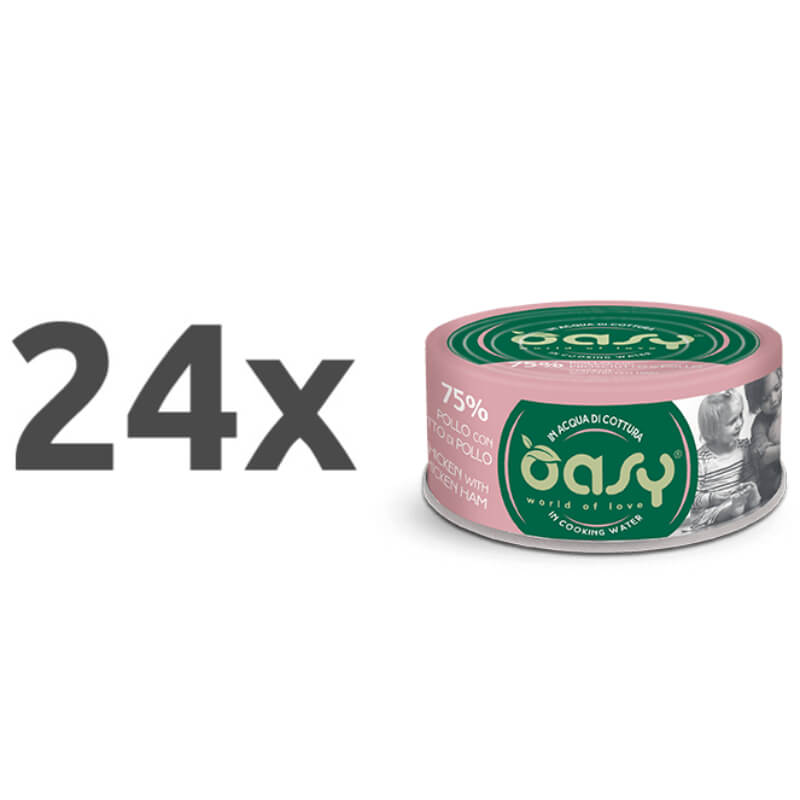 Oasy More Love Adult piščanec in šunka v juhi, konzerva - 70 g - 24 x 70 g