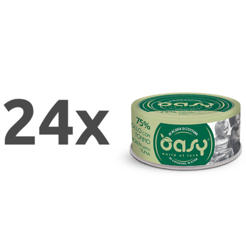 Oasy More Love Adult piščanec in tuna v juhi, konzerva - 70 g - 24 x 70 g