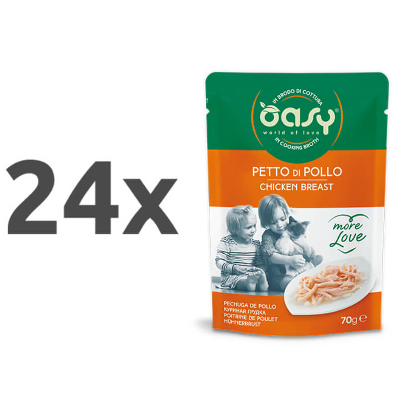 Oasy More Love Adult piščančja prsa v juhi, vrečka - 70 g - 24 x 70 g