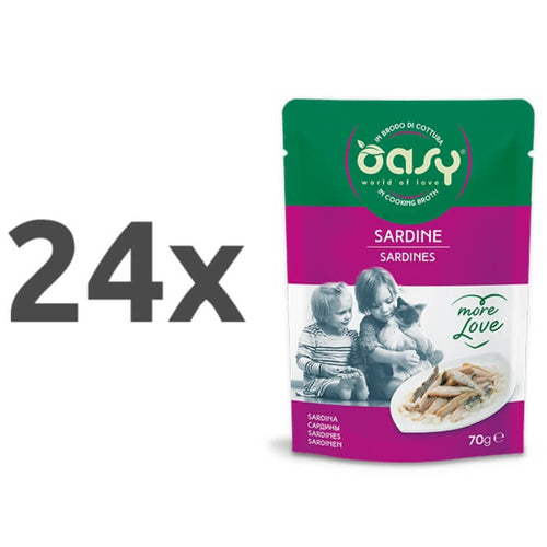 Oasy More Love Adult sardine v juhi, vrečka - 70 g - 24 x 70 g