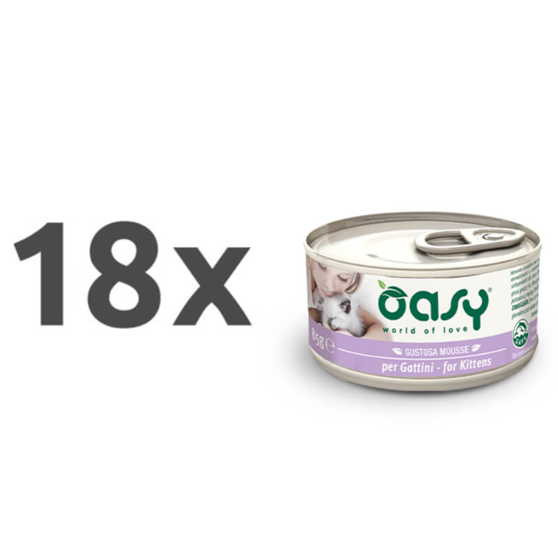 Oasy Tasty Mousse Kitten piščanec, mousse v konzervi - 85 g - 18 x 85 g