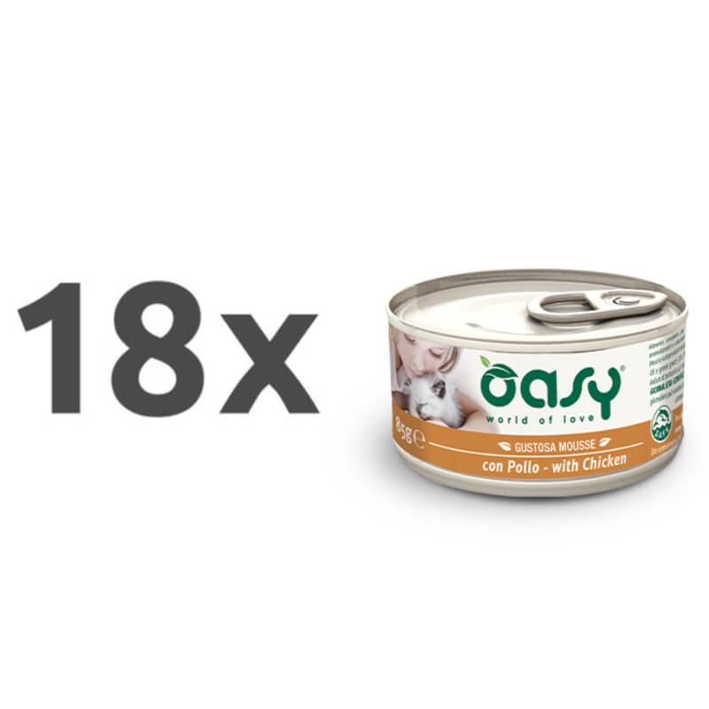 Oasy Tasty Mousse Adult piščanec, mousse v konzervi - 85 g - 18 x 85 g