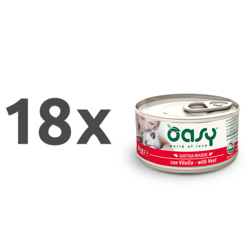 Oasy Tasty Mousse Adult teletina, mousse v konzervi - 85 g - 18 x 85 g