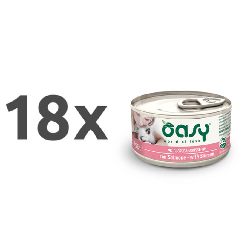 Oasy Tasty Mousse Adult losos, mousse v konzervi - 85 g - 18 x 85 g