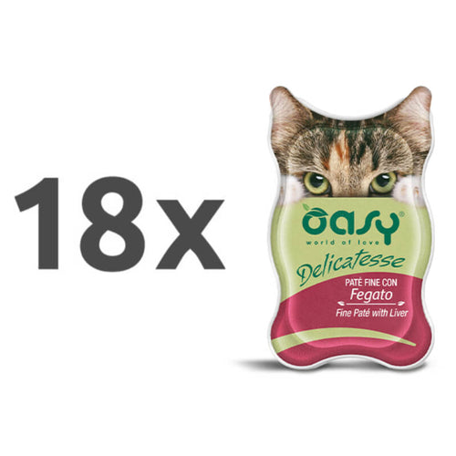 Oasy Delicatesse Adult piščančja jetrca, paté v posodici - 85 g - 18 x 85 g