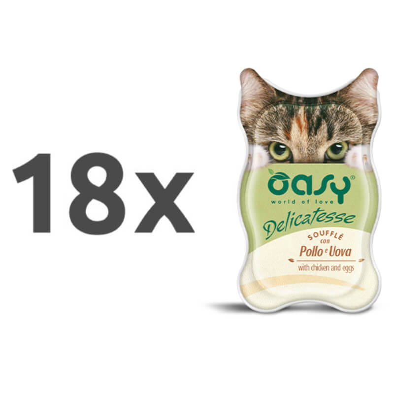 Oasy Delicatesse Adult piščanec in jajca, soufflé v posodici - 85 g - 18 x 85 g