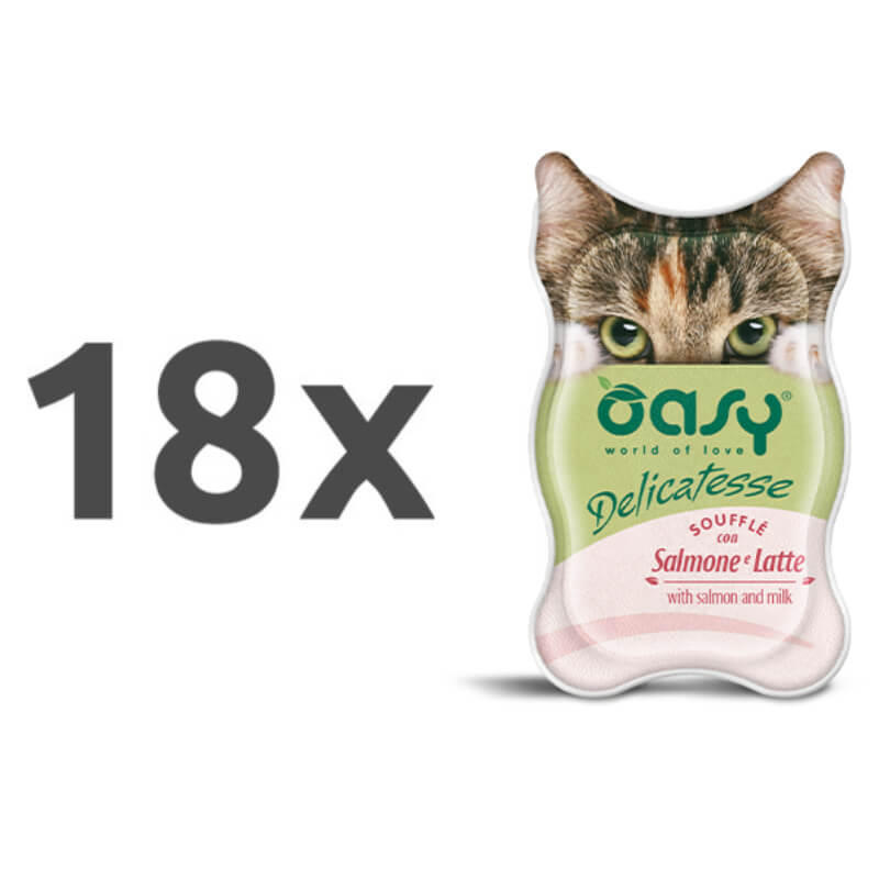 Oasy Delicatesse Adult losos in mleko, soufflé v posodici - 85 g - 18 x 85 g