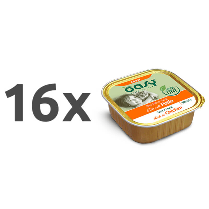 Oasy Tasty Paté Adult piščanec, paté v posodici - 100 g - 16 x 100 g