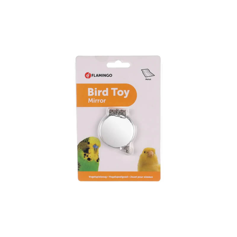 Flamingo kovinsko viseče ogledalo z zvončkom - 19 cm
