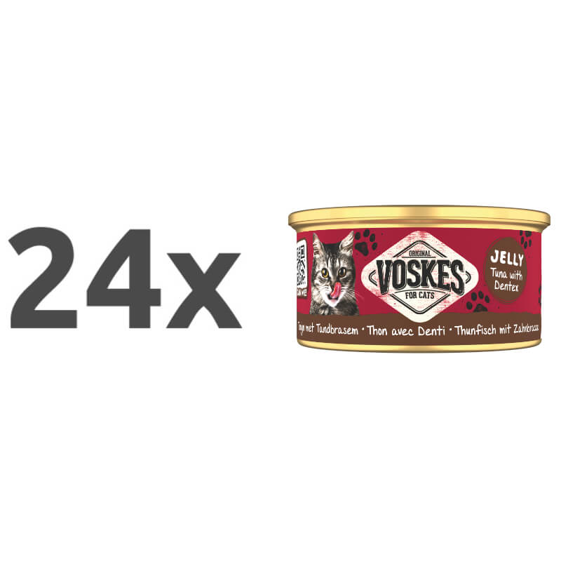Voskes Adult tuna in zobatec v želeju, konzerva - 85 g - 24 x 85 g