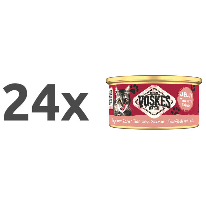 Voskes Adult tuna in losos v želeju, konzerva - 85 g - 24 x 85 g