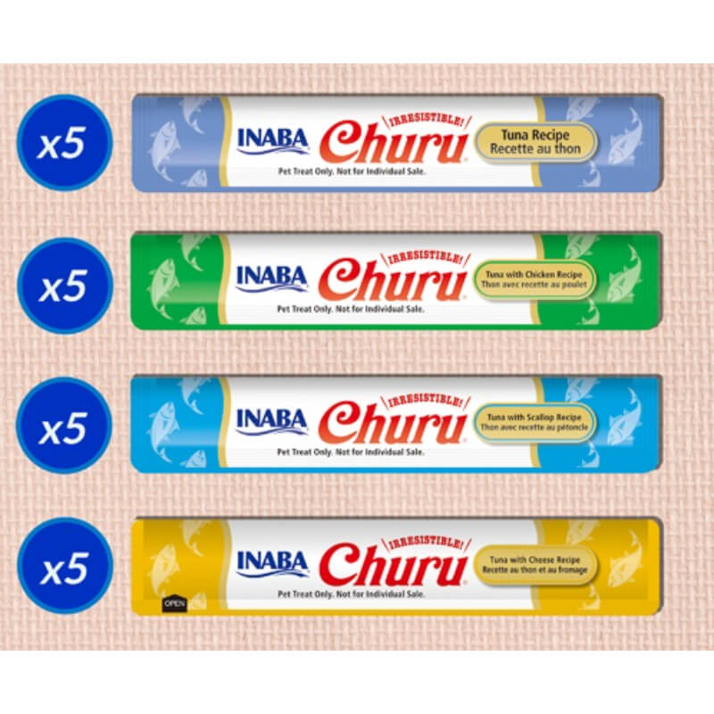 Inaba Cat Churu Purée, 4 okusi s tuno - 20 x 14 g (2)