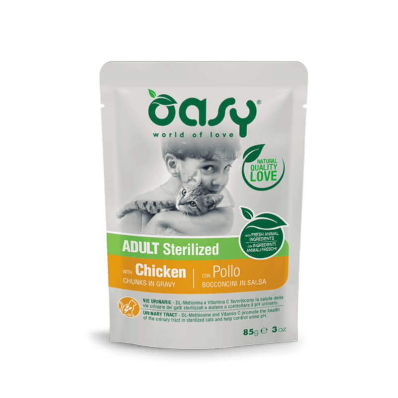 Oasy Chunks in Gravy Sterilized Adult piščanec v omaki, vrečka - 85 g - 85 g