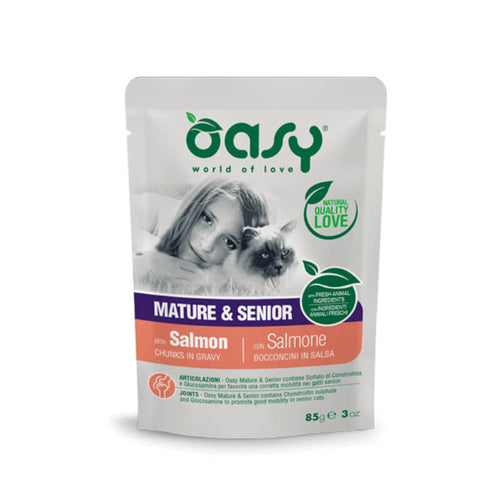 Oasy Chunks in Gravy Mature&Senior losos v omaki, vrečka - 85 g - 85 g