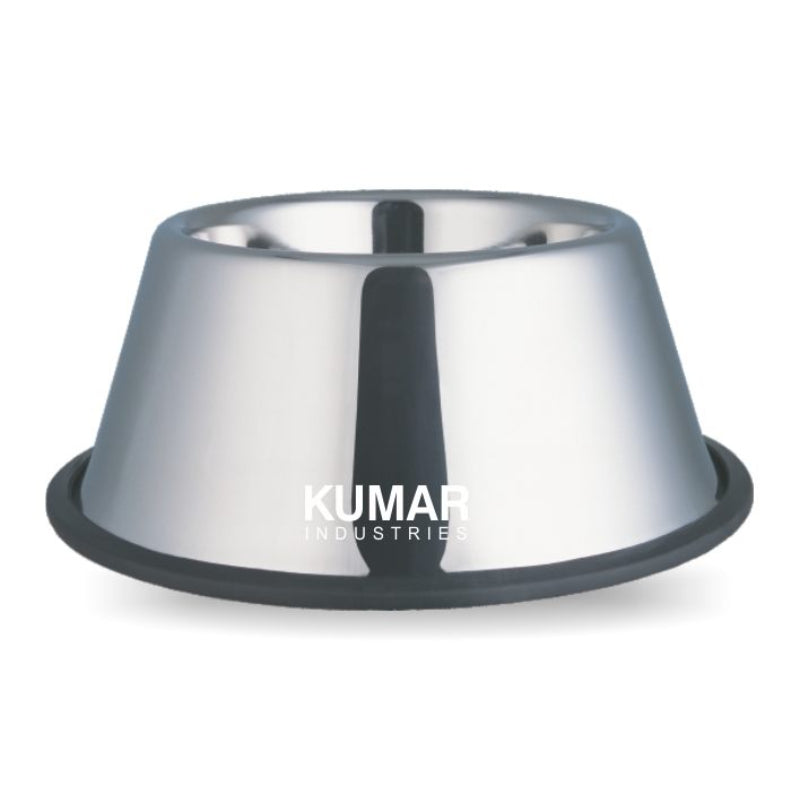 Kumar kovinska posoda krom za dolgouhe pse, gumiran rob - 24,5 cm / 1 l