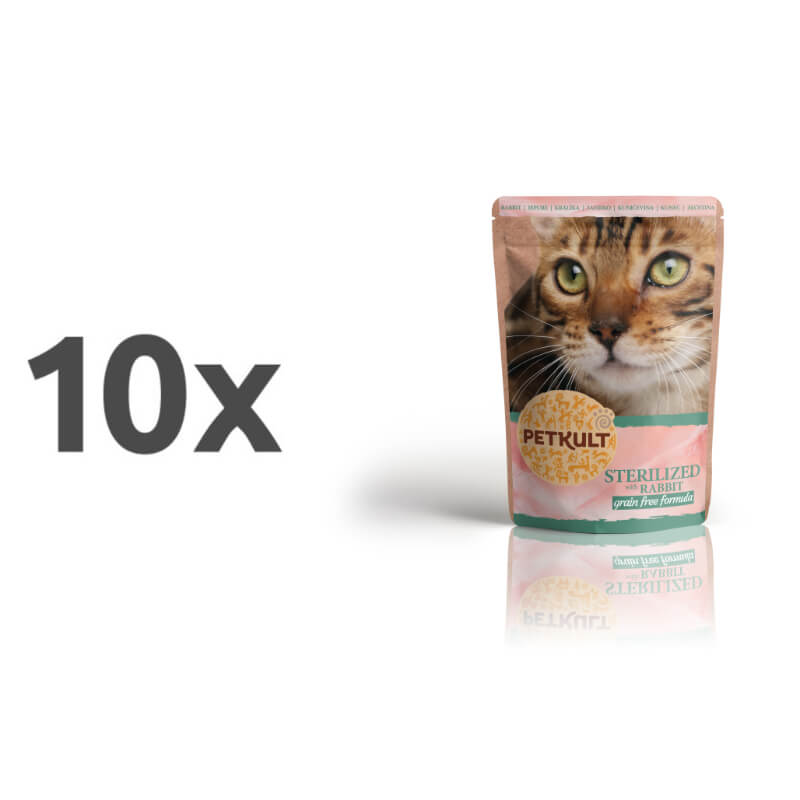 Petkult Cat Adult Sterilised - zajec - 100 g - 10 x 100 g