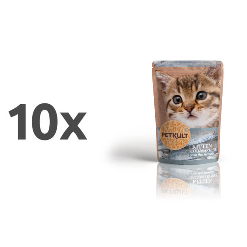 Petkult Cat Kitten&Junior - trska/sardine - 100 g - 10 x 100 g