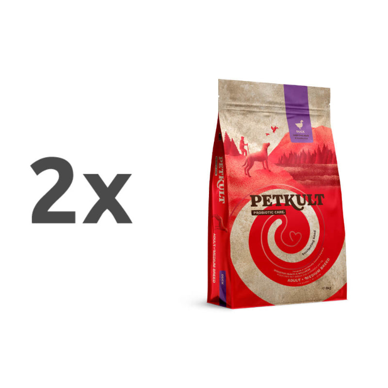 Petkult Dog Probiotics Adult Medium - raca in rjavi riž - 2 x 8 kg