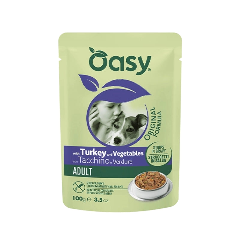 Oasy Strips in Gravy Adult koščki v omaki - puran in zelenjava - 100 g