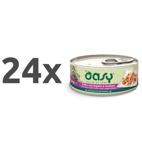 Oasy Natural Range Adult koščki v želeju - piščanec, jetra in zelenjava - 150 g - 24 x 150 g