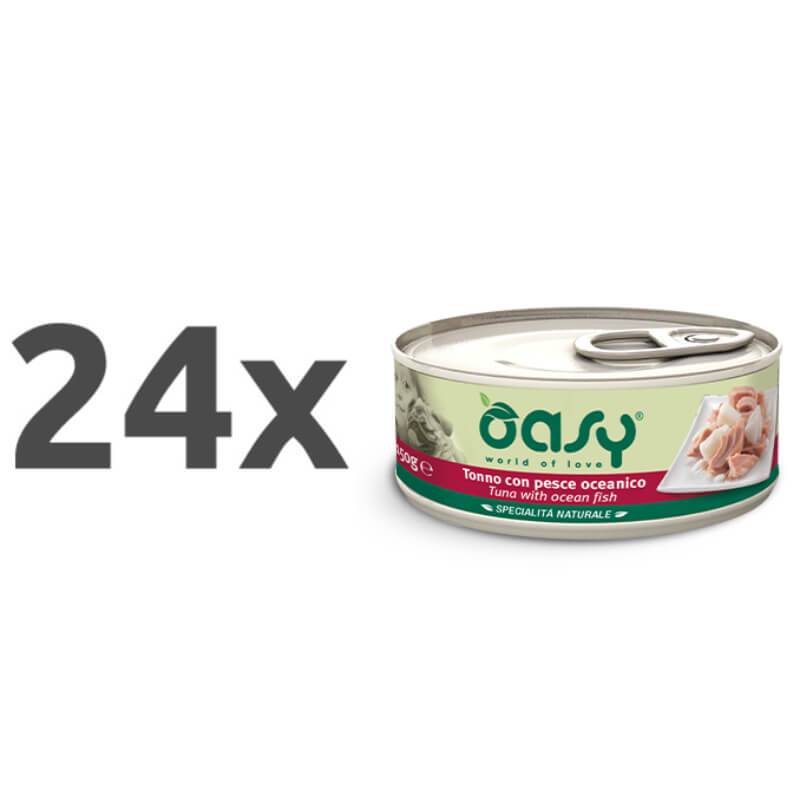 Oasy Natural Range Adult koščki v želeju - tuna in oceanske ribe - 150 g - 24 x 150 g