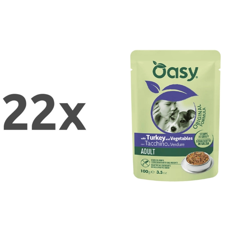 Oasy Strips in Gravy Adult koščki v omaki - puran in zelenjava - 100 g - 22 x 100 g