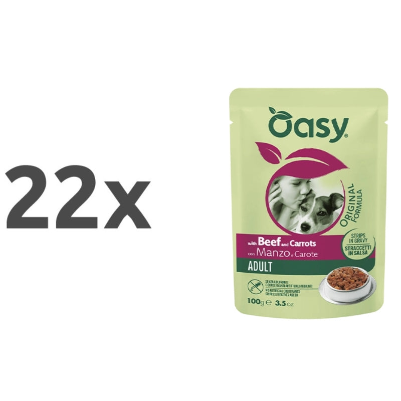 Oasy Strips in Gravy Adult koščki v omaki - govedina in korenje - 100 g - 22 x 100 g