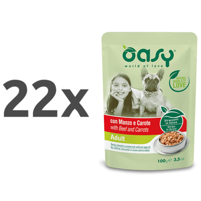 Oasy Strips in Gravy Adult koščki v omaki - govedina in korenje - 100 g - 22 x 100 g