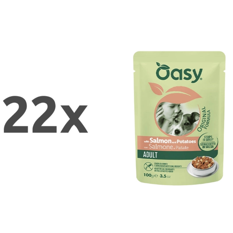 Oasy Strips in Gravy Adult koščki v omaki - losos in krompir - 100 g - 22 x 100 g