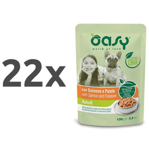 Oasy Strips in Gravy Adult koščki v omaki - losos in krompir - 100 g - 22 x 100 g