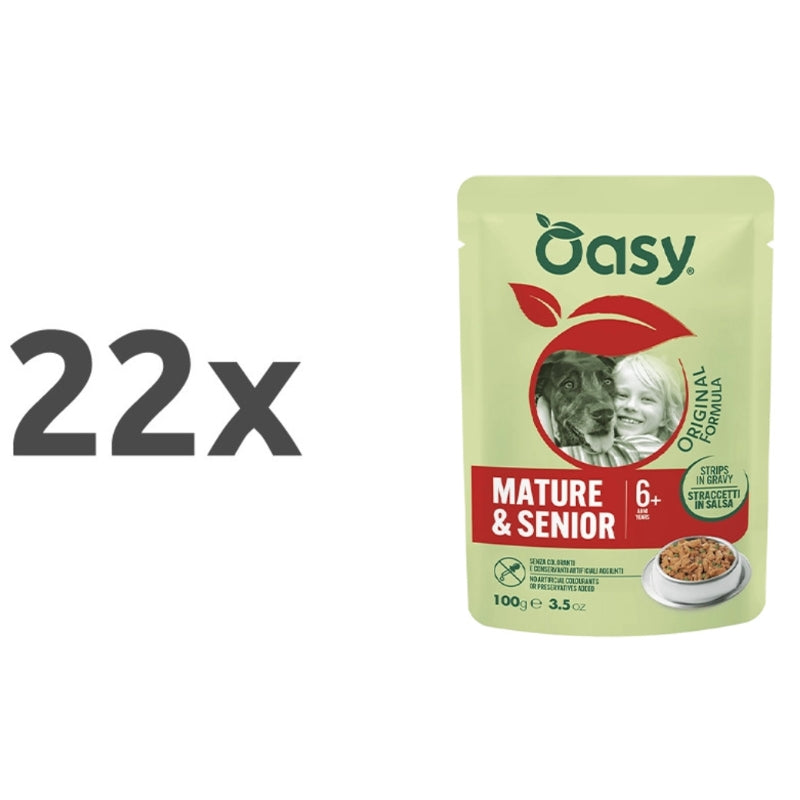Oasy Strips in Gravy Mature&Senior koščki v omaki - puran in grah - 100 g - 22 x 100 g