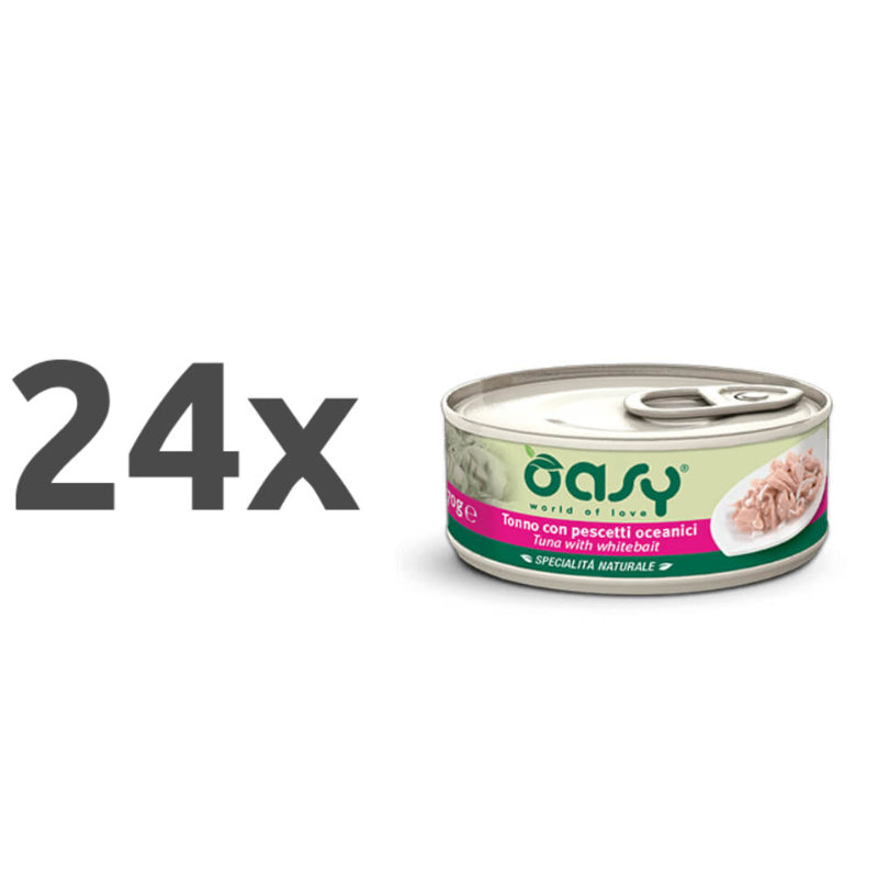 Oasy Natural Range adult tuna in bela riba v želeju, konzerva - 24 x 150 g