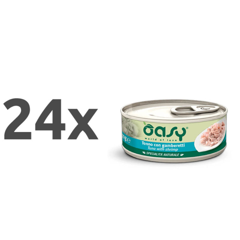 Oasy Natural Range adult tuna in kozice v želeju, konzerva - 24 x 150 g