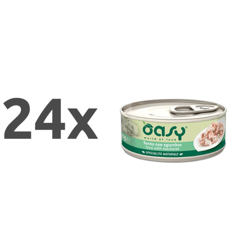 Oasy Natural Range adult tuna in skuša v želeju, konzerva - 24 x 150 g