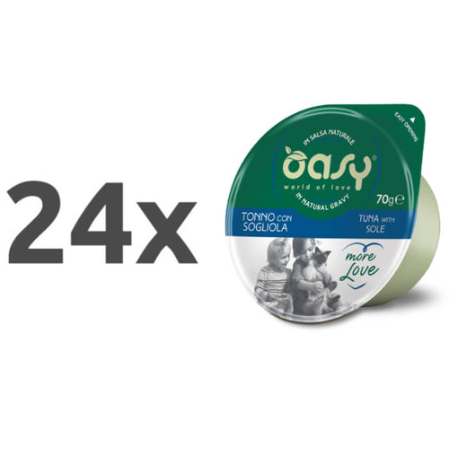 Oasy More Love Adult tuna in morski list v naravni omaki, lonček - 70 g - 24 x 70 g