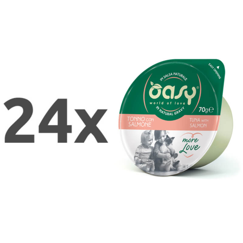 Oasy More Love Adult tuna in losos v naravni omaki, lonček - 70 g - 24 x 70 g