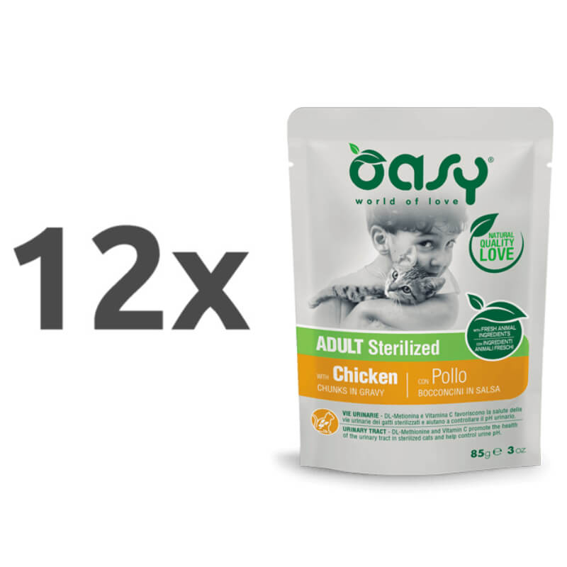 Oasy Chunks in Gravy Sterilized Adult piščanec v omaki, vrečka - 85 g - 12 x 85 g