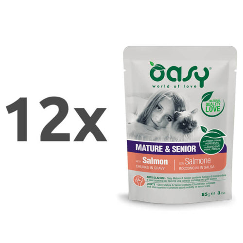 Oasy Chunks in Gravy Mature&Senior losos v omaki, vrečka - 85 g - 12 x 85 g