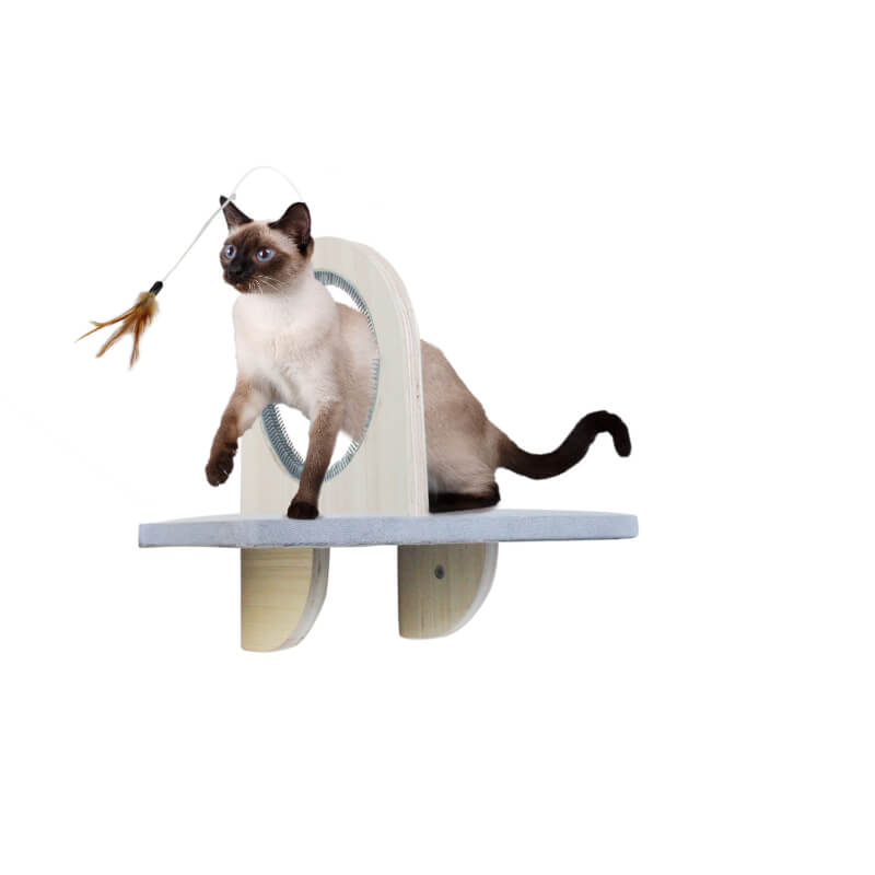 All For Paws SkyWalk polička s krtačo in igračo, siva - 40 x 26 x 45 cm (3)